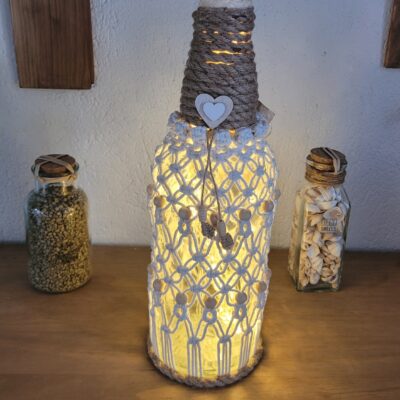 Lampe Bouteille Macramé & Jute « Esprit Cocon »